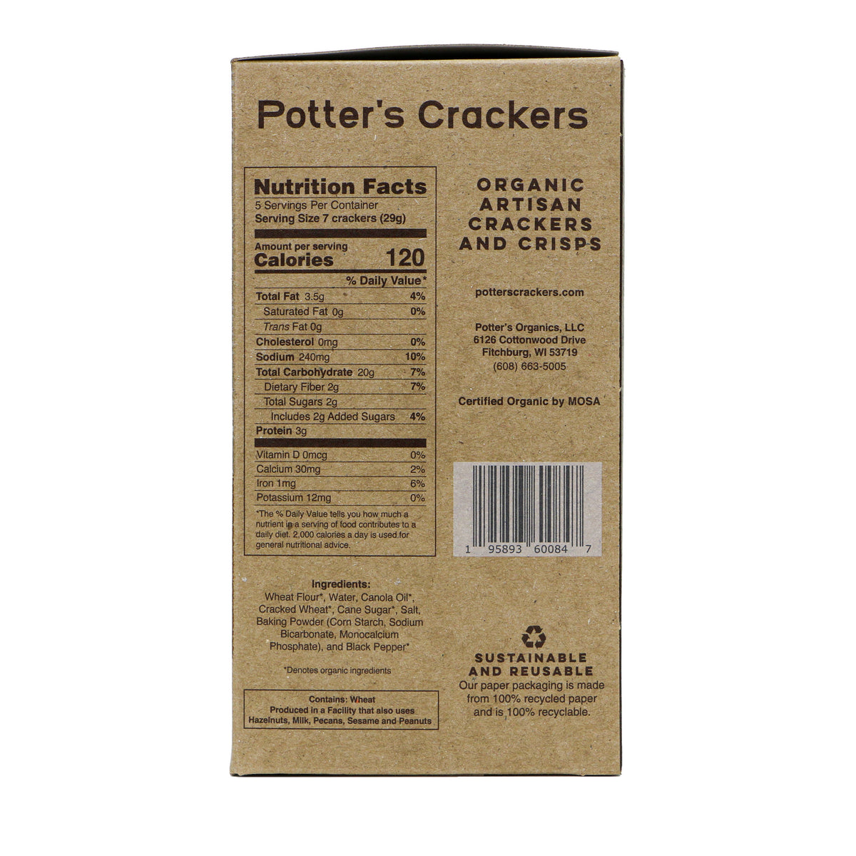 Potter's Crackers Organic Winter Wheat Crackers - 5 oz