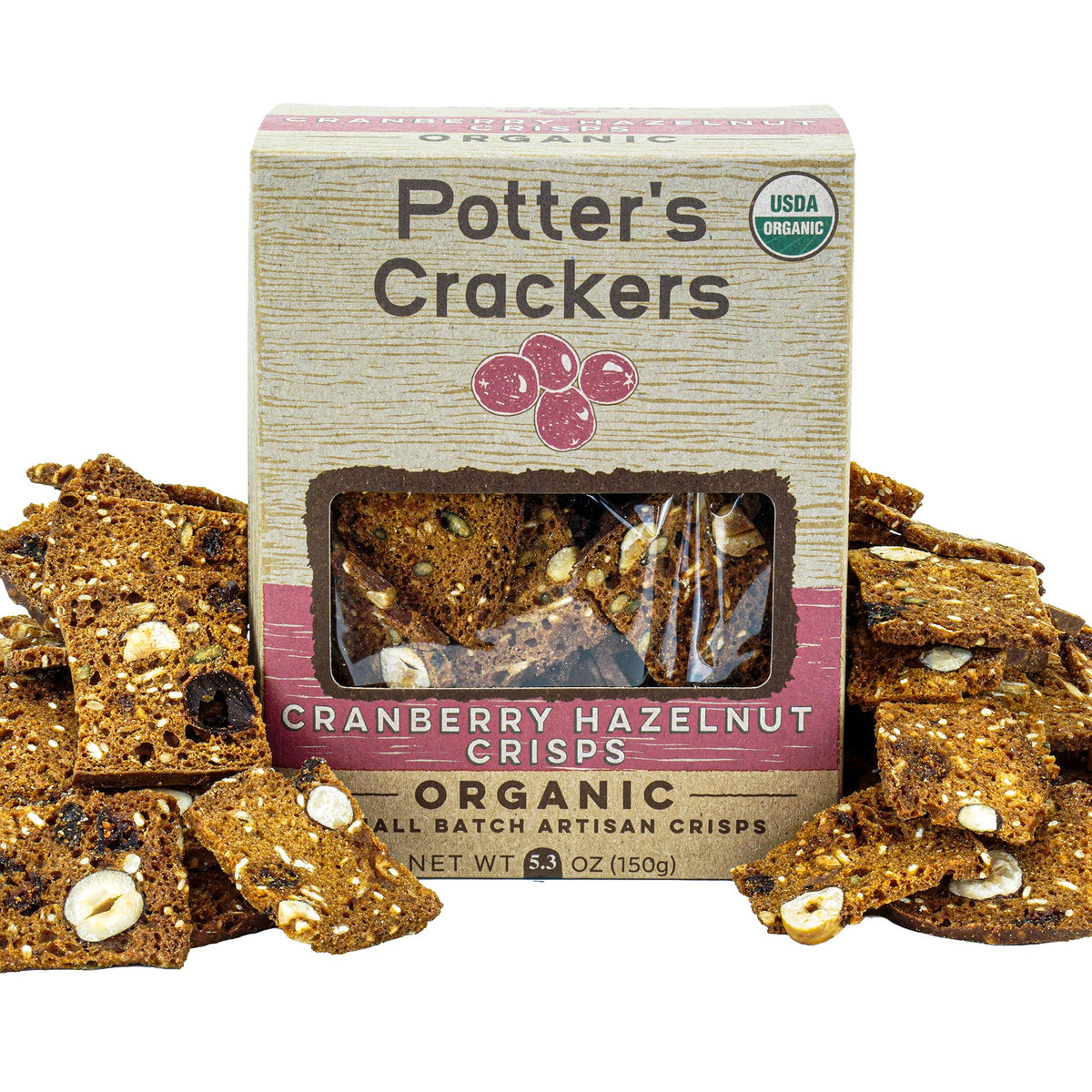 Potter's Crackers Organic Cranberry Hazelnut Crisps