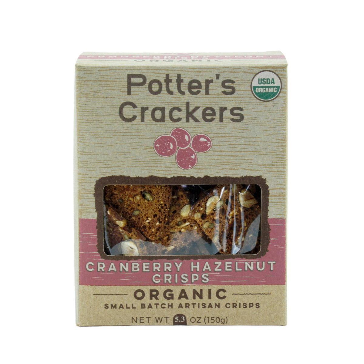 Potter's Crackers Organic Cranberry Hazelnut Crisps
