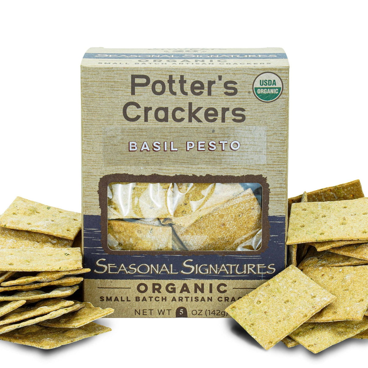 Potter's Seasonal Signature ORG Basil Pesto Crackers