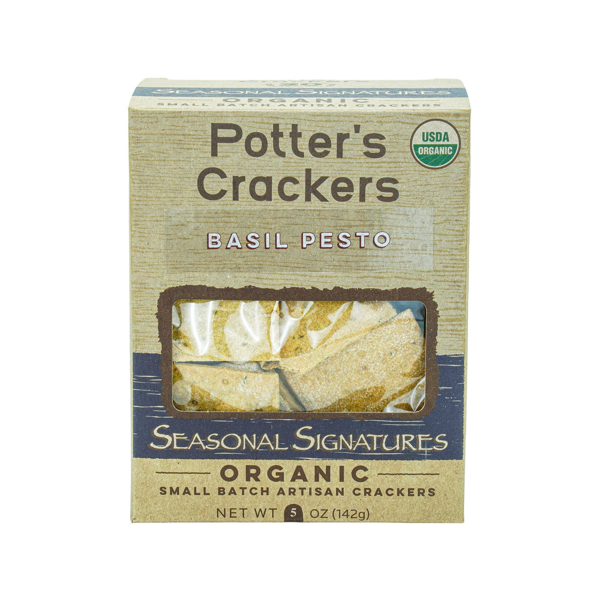 Potter's Seasonal Signature ORG Basil Pesto Crackers